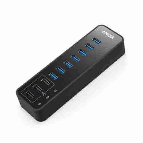 My USB hub(s): Anker 10-port USB-3 Powered Hub